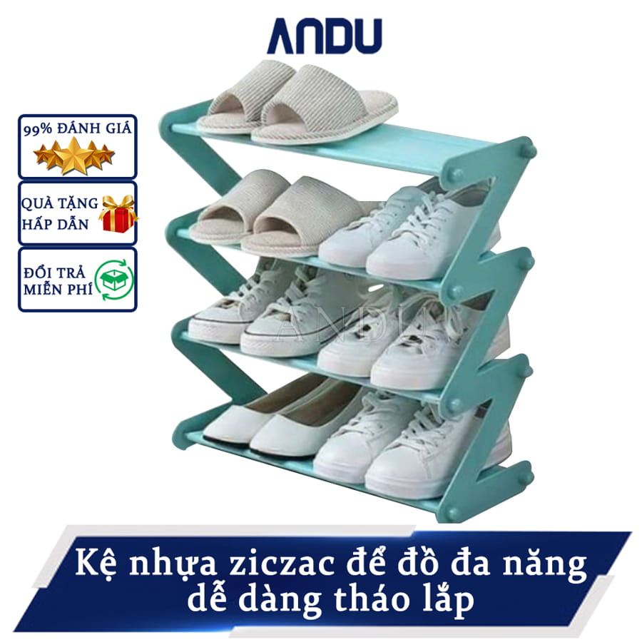 Kệ dép 4 tầng chữ z để sách vở, giày dép, vật dụng đa năng, kệ giày 4 tầng