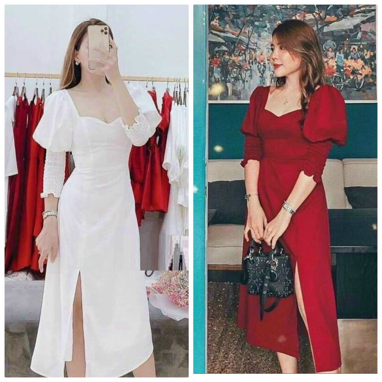 Đầm suông cổ v tay bo sang chảnh ngoctranshop - nt7027a