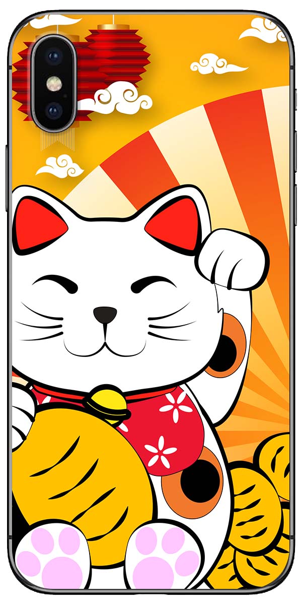 Ốp lưng dành cho iphone x, xs, xr, xs max, iphone se mẫu mèo thần tài hoàng kim