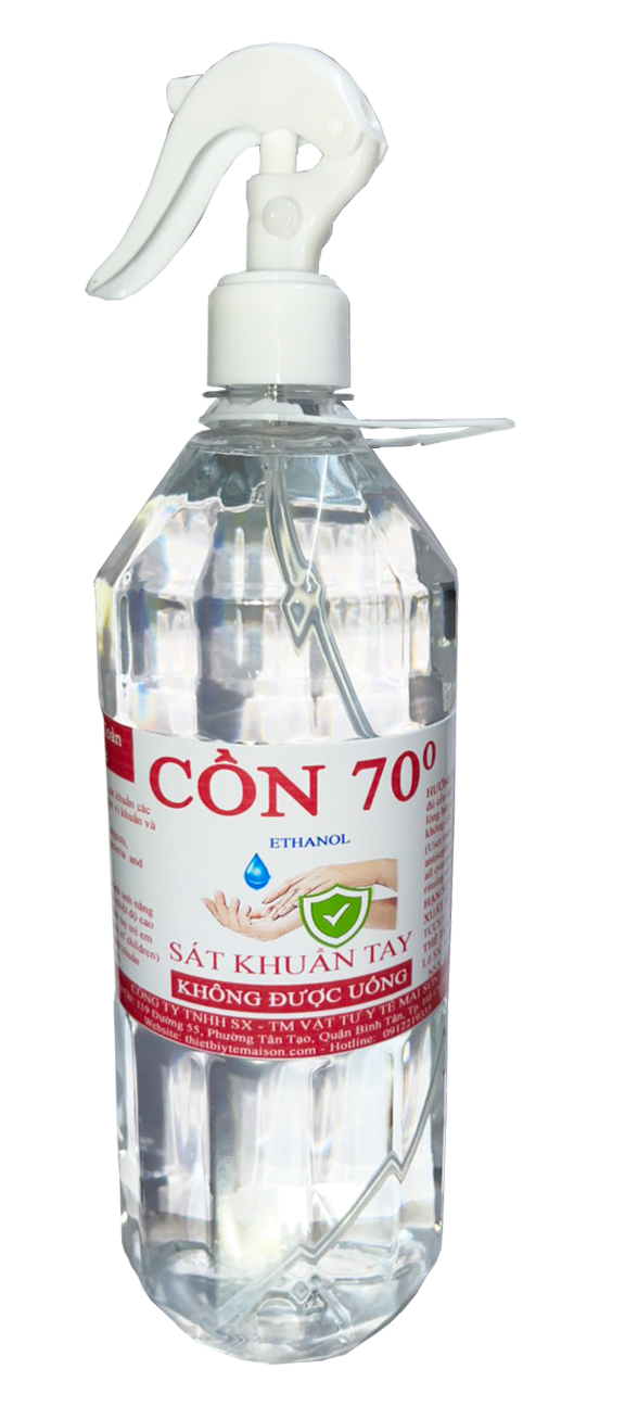 Cồn y tế ethanol 70 độ - chai xịt 1000ml có quai xách