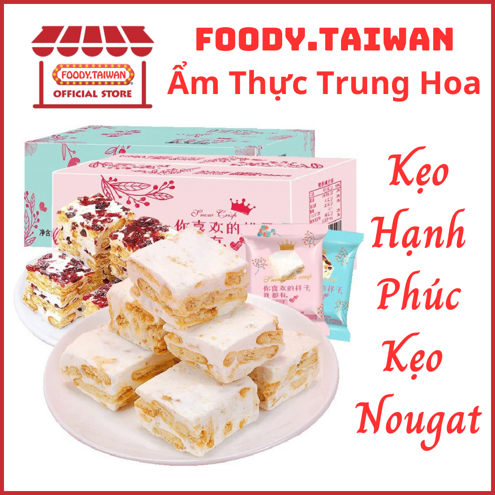 Kẹo hạnh phúc - kẹo nougat hạnh phúc - kẹo bông tuyết hạt dẻ - kẹo hạnh nhân hàng chính hãng bibizan - foody.taiwan