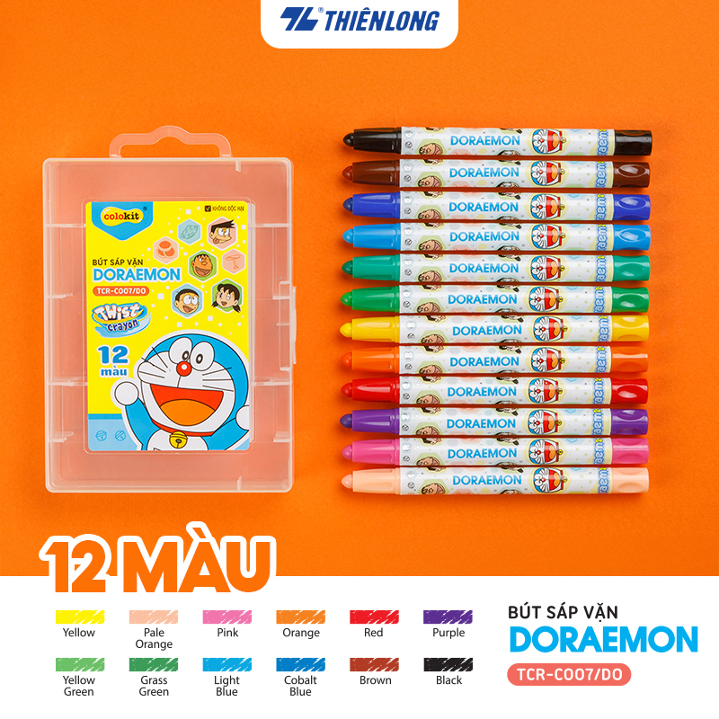 Bút sáp vặn 12 màu thiên long colokit tcr-c007/do