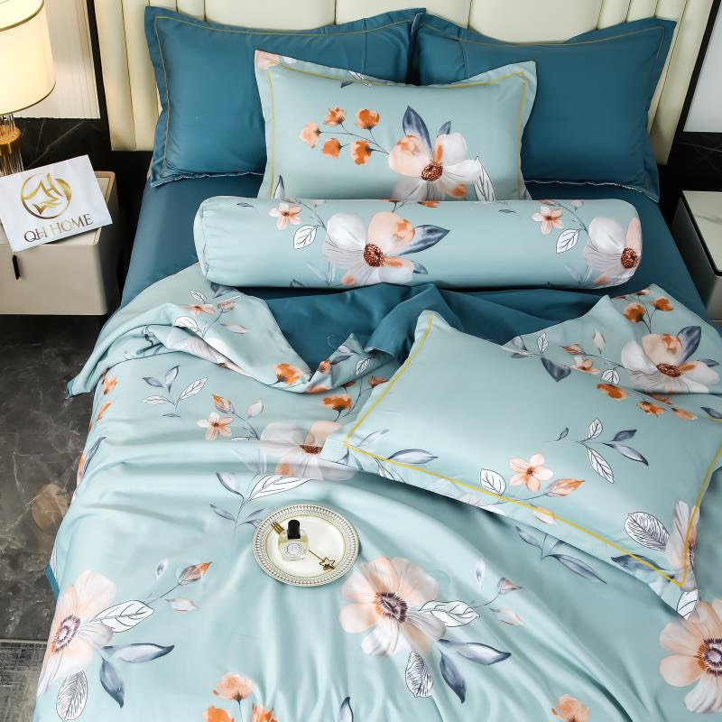 Bộ chăn ga lụa thái set 5 món có vỏ gối ôm cùng bộ