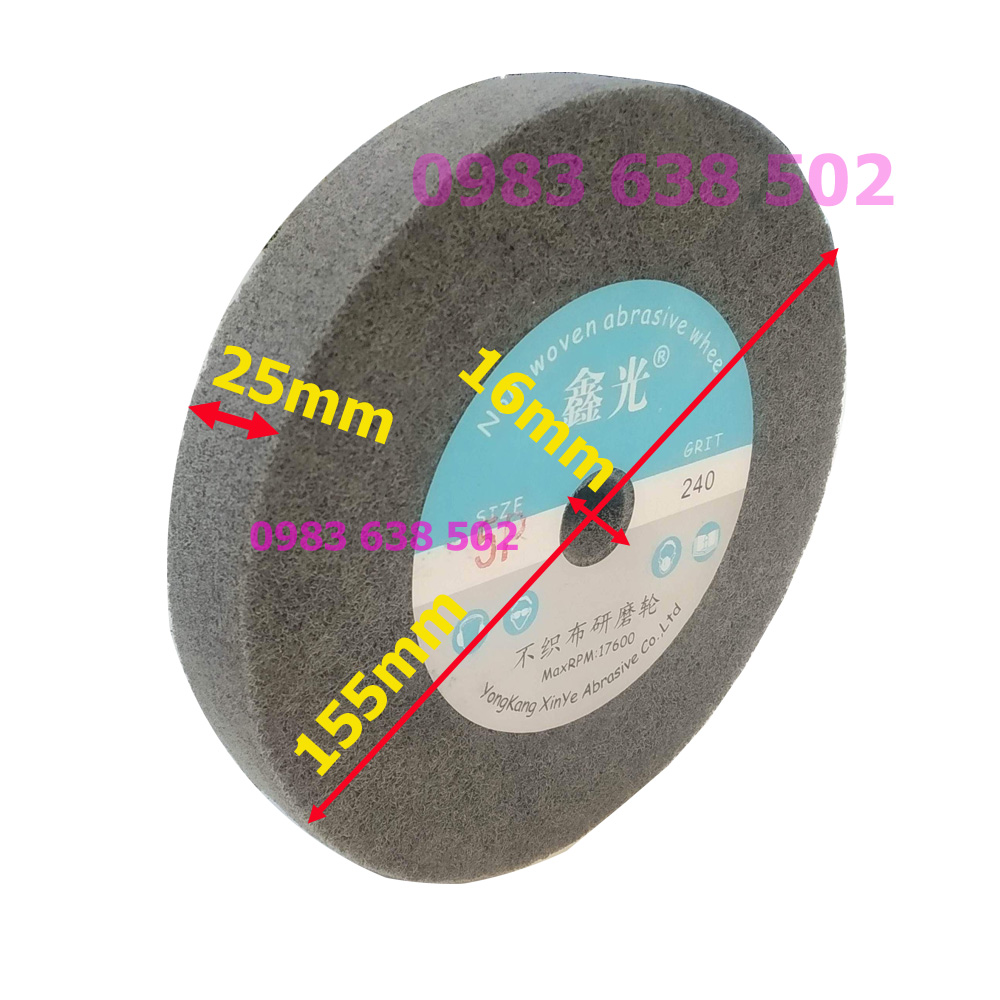 Bánh nỉ mài đánh bóng inox hoặc kim loại đường kính 150 lắp máy mài 2 đá