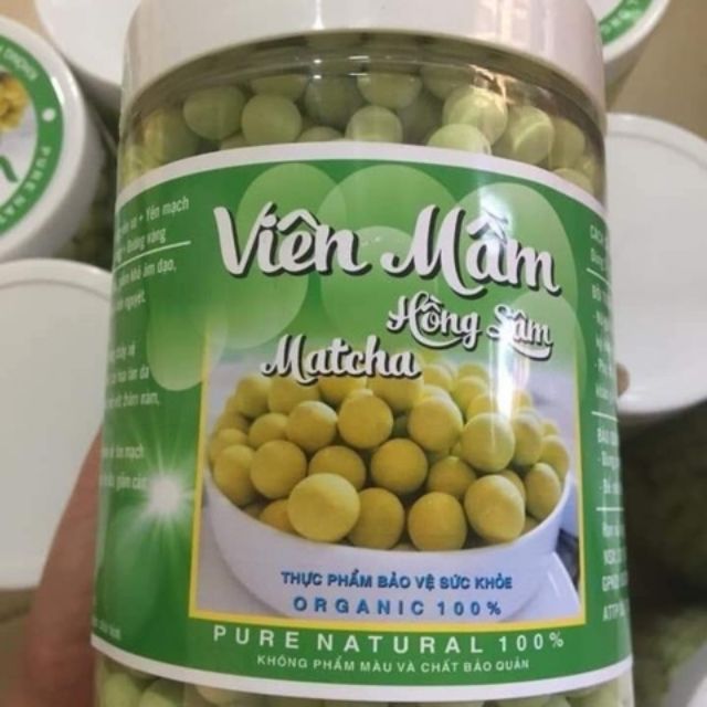 Viên mầm matcha hồng sâm hộp 500g
