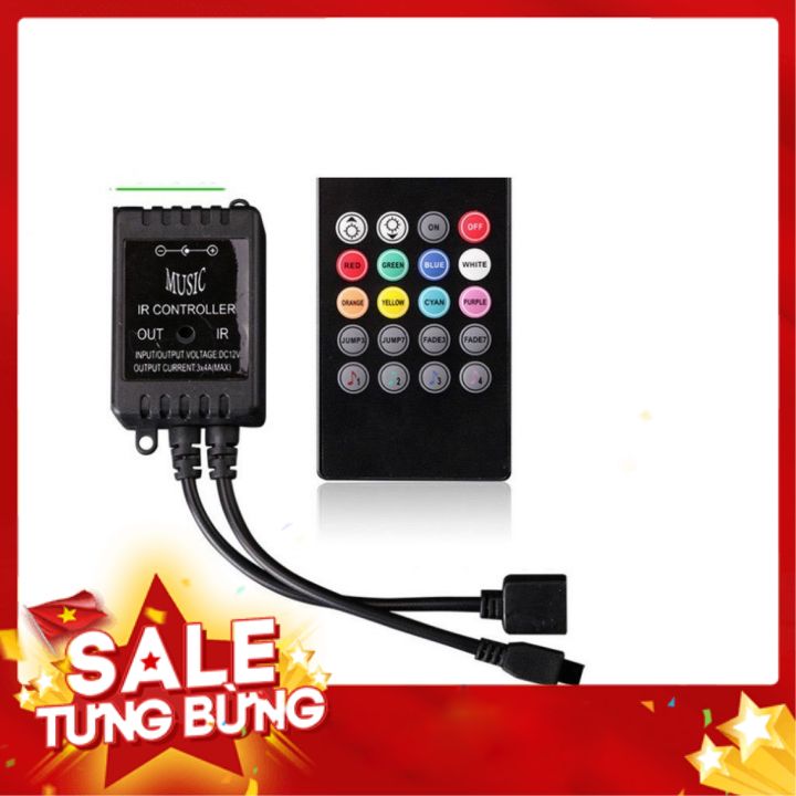 [ 24 phím ] Bộ Điểu Khiển LED RGB Cảm Biến Âm Thanh Tự Động Nháy Theo Nhạc Điều Khiển Từ Xa Cảm Biến Âm Thanh 24 Phím Cho Dây Đèn Led Rgb Bộ Điều Khiển Hồng Ngoại Phát Nhạc 24 Phím
