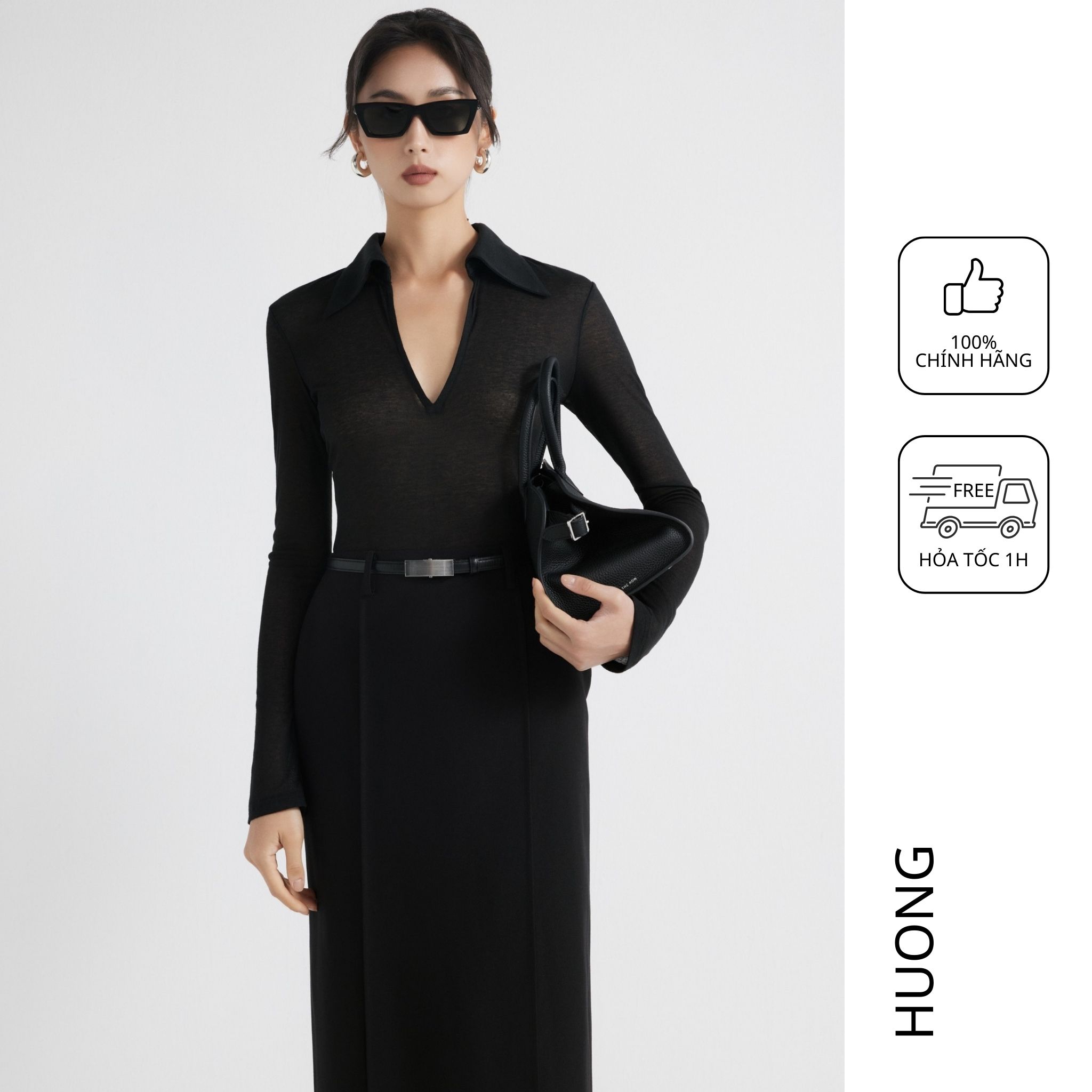 [ Nhập LAZSOCIAL33 giảm 15% tối đa 100K] Áo thun Cosette Top HUONG BOUTIQUE HBSM1154 - 2 màu đen & xám