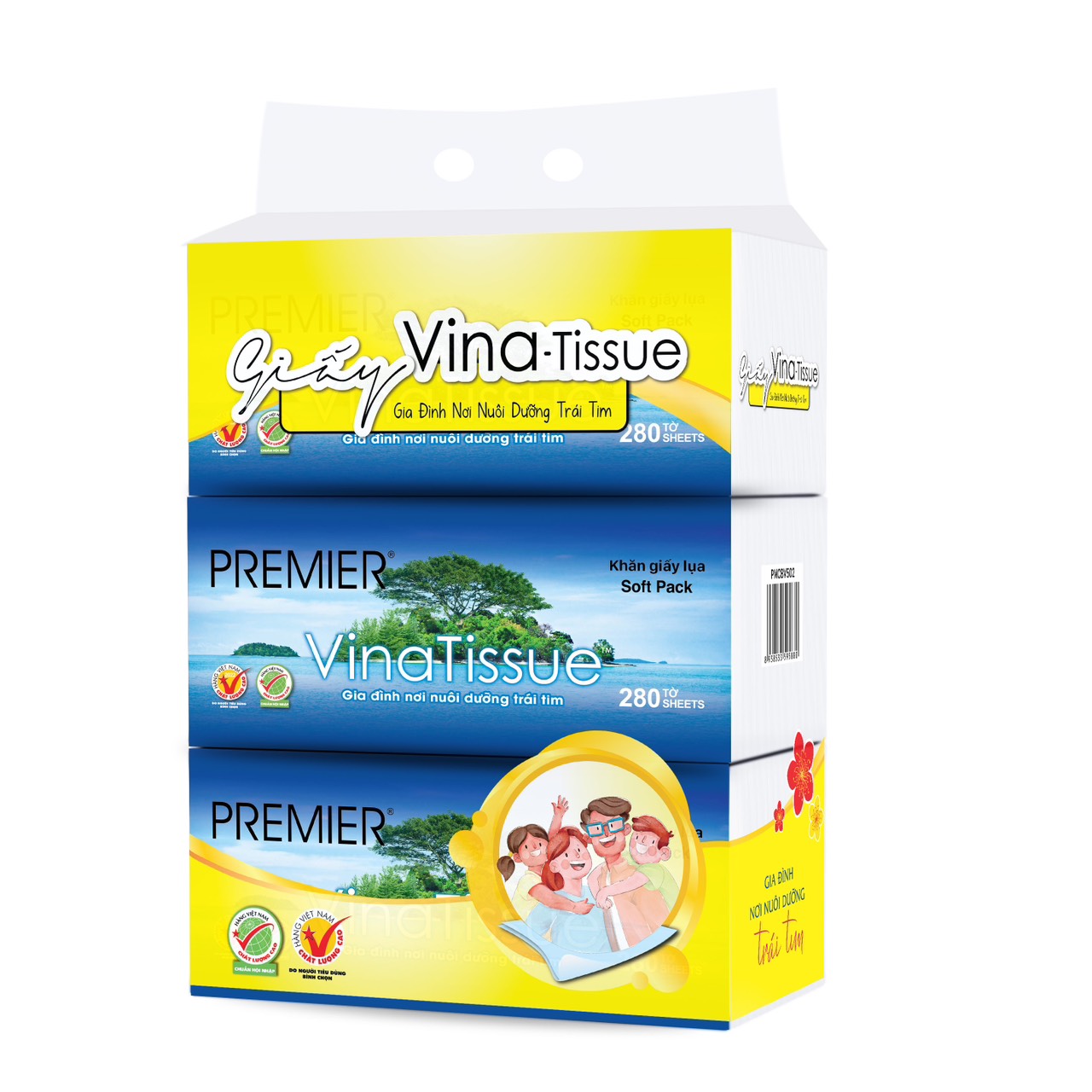 Lô 3 gói khăn giấy lụa vina tissue 280 tờ