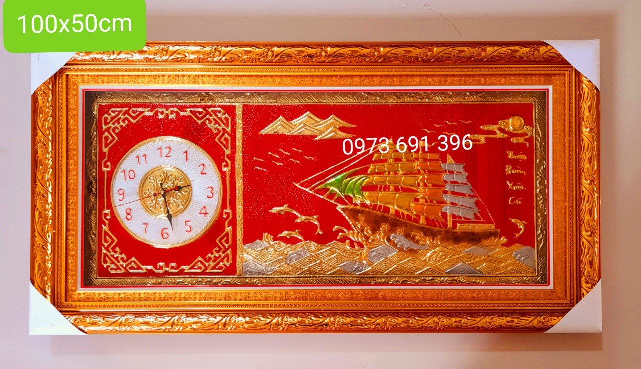Tranh đồng hồ bằng Đồng nguyên chất liền tấm kích thước 100x50cm