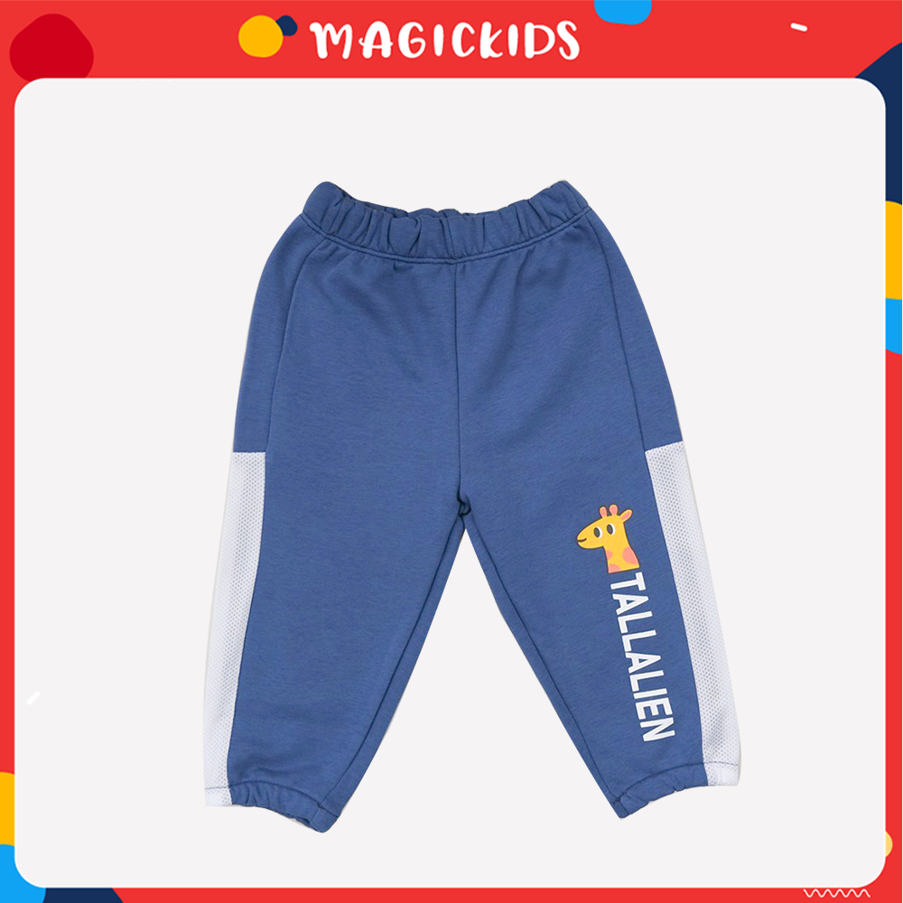 Quần dài thể thao cho bé Magickids thiết kế bo gấu phối viền lưới thoáng khí in hình dễ thương Quần áo trẻ em QD22009