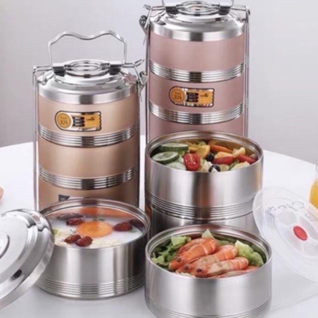 Cặp lồng ủ inox 4 tầng,cặp lồng cơm văn phòng 2 lớp cao cấp