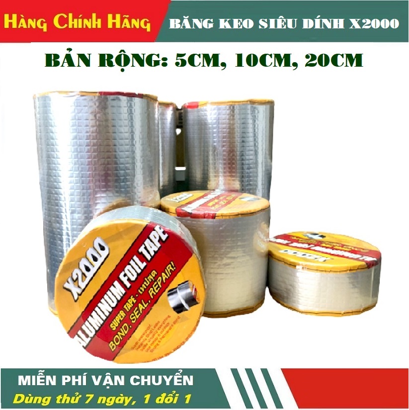 (Loại khổ 20cm x5m 10cm x 5m or 5cm x 5m) Keo chống thấm nước X2000 Băng keo chống thấm Nhật Bản X2000 Keo dán chống thấm nước Băng Keo | chống thấm - chống dột - siêu dính