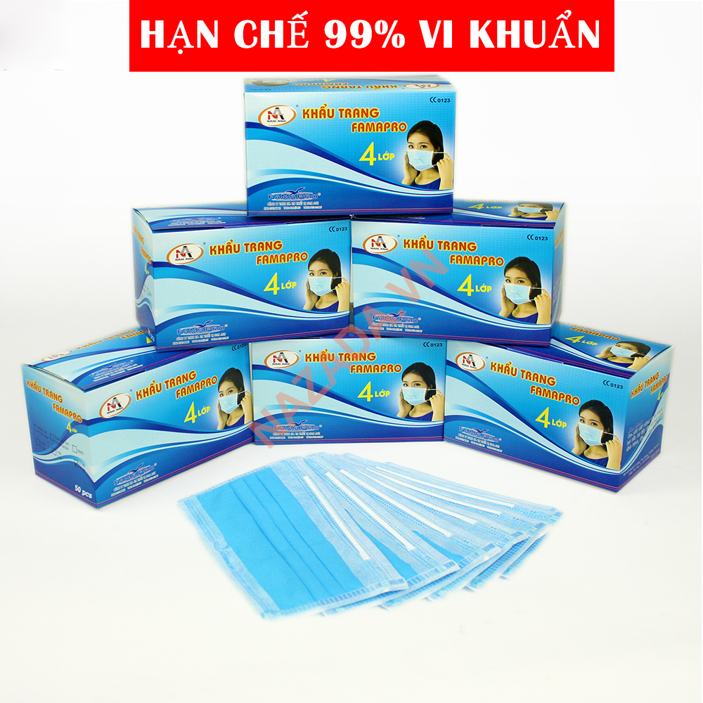 Khẩu Trang Y Tế 4 Lớp , Hộp Khẩu Trang Kháng Khuẩn Chuẩn Hộp 50 Cái Có Giấy Chứng Nhận, Khẩu Trang Y Tế Đủ 3 Màu Xanh/ Than/ Trắng