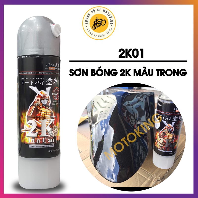 Sơn phủ bóng samurai 2K01 - chai sơn xịt cao cấp dành cho sơn xe máy, ô tô