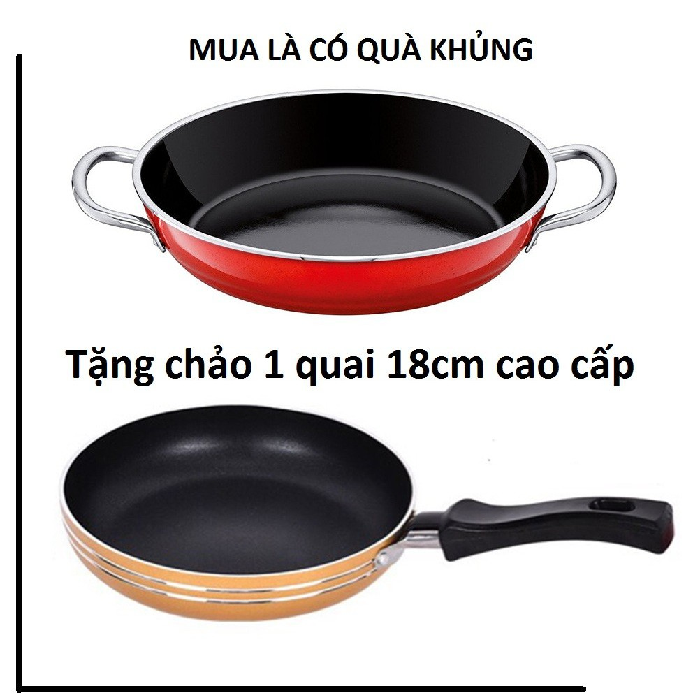 Chảo chống dính 2 quai 22cm và chảo chống dính tay cầm18 cm cao cấp/Chảo chống dính