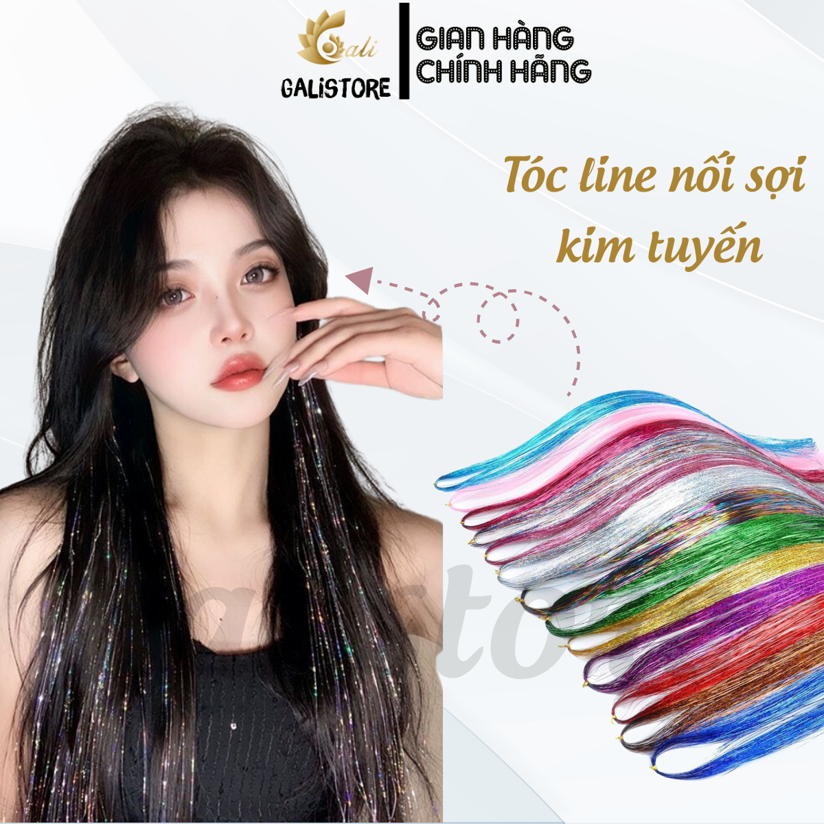 Sợi Kim Tuyến nối tóc gảy light 200 dây line dài 123cm Bling cho Nam - Nữ Cao cấp chịu nhiệt - Galistore