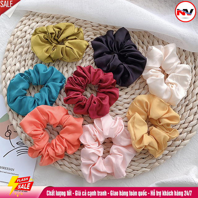 Cột Tóc Phi Bóng - Dây Buộc Tóc Scrunchies Trơn Nhiều Màu
