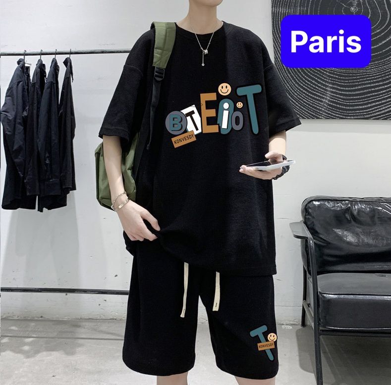 BỘ QUẦN ÁO THỂ THAO NAM NỮ UNISEX TỔ ONG THÊU CHỮ EBIT PHONG CÁCH HOT TREND MÙA HÈ MÙA THU ĐÔNG - PARIS FASHION