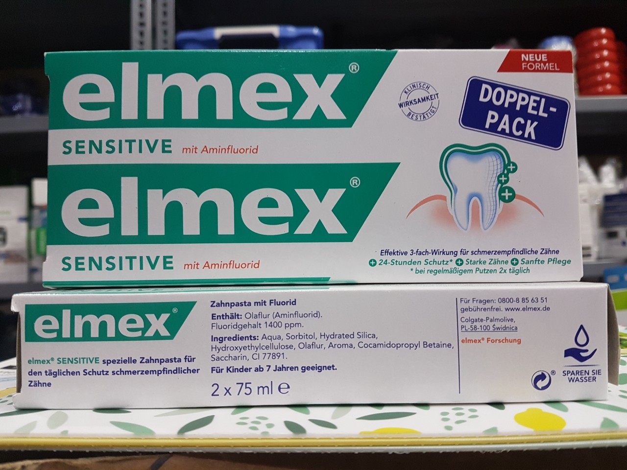 Kem đánh răng elmex sensitive cho răng nhạy cảm hộp 2 tuýp của Đức