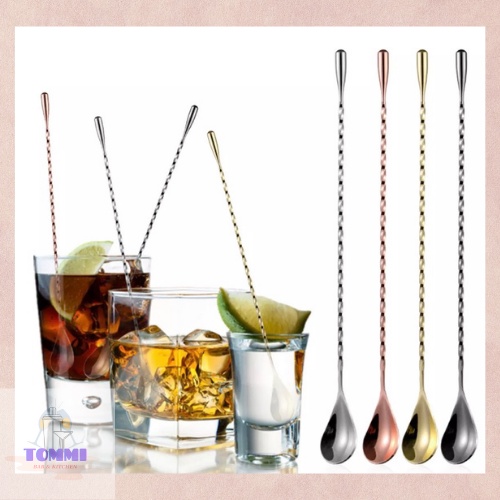 Thìa khuấy bar 2 đầu xoắn ốc hình giọt nước - dụng cụ pha chế