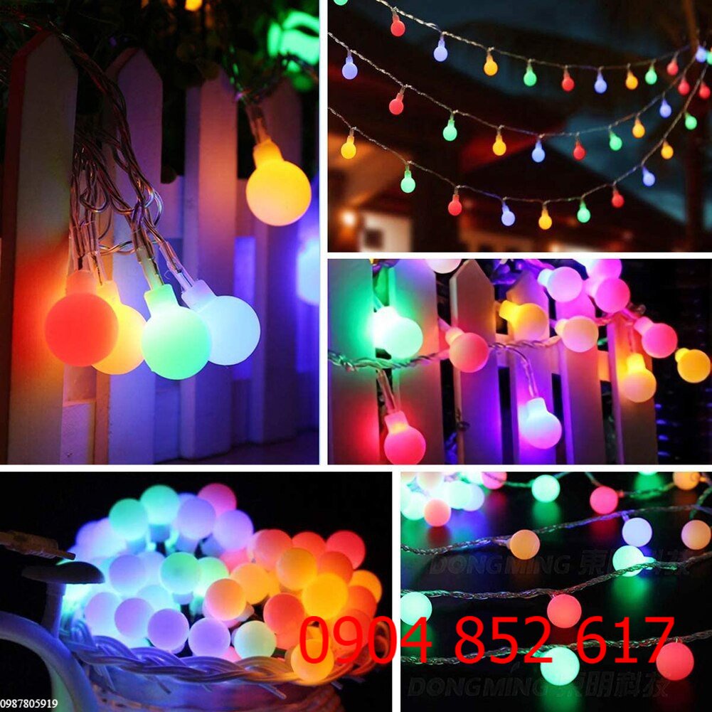 Dây Đèn Cherry Ball Bóng Bi Tròn 8m 80 Bóng Nhiều Màu Có Chớp Nháy Đẹp Lung Linh Trang Trí noel cây thông giáng sinh