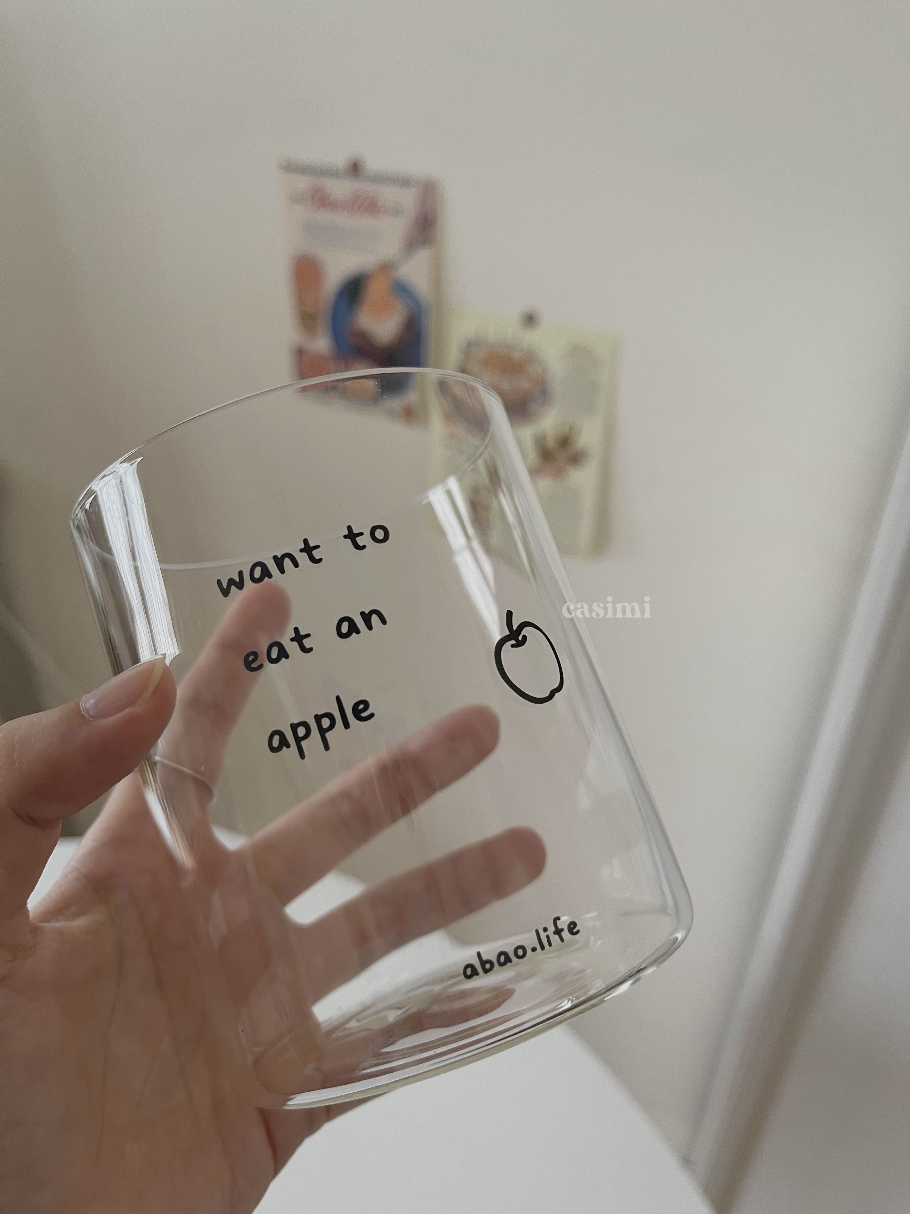 [FOLLOW NHẬN MÃ] [TẶNG ỐNG HÚT] Ly cốc thuỷ tinh trong suốt APPLE 500ml uống cà phê, trà xinh xắn Casimi Decor