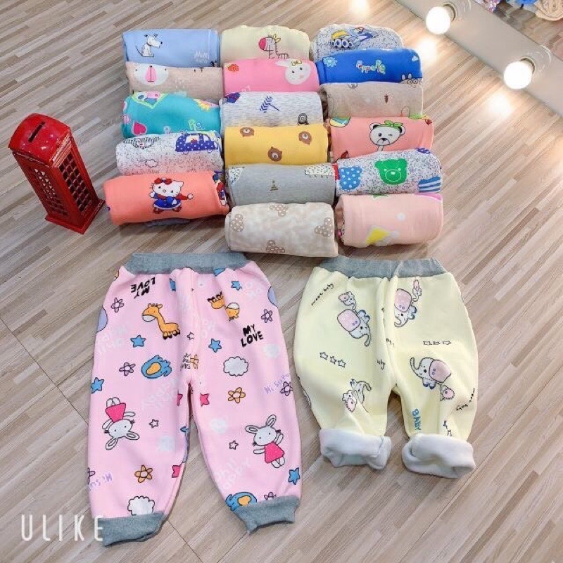 Quần dài thu đông bé trai bé gái chất nỉ bông dầy dặn kết hợp đồ bộ cộc tay cho bé trai bé gái_Quần áo trẻ em thu đông
