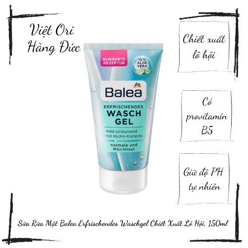 Sữa rửa mặt Balea Erfrischendes chiết xuất Lô Hội cho da thường & da hỗn hợp 150 ml - Hàng Đức