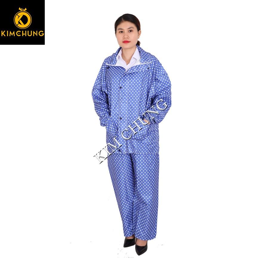 [HCM]Áo mưa bộ bông nữ cao cấp siêu chống thấm  gọn nhẹ Size 1XL (mẫu họa tiết ngẫu nhiên)