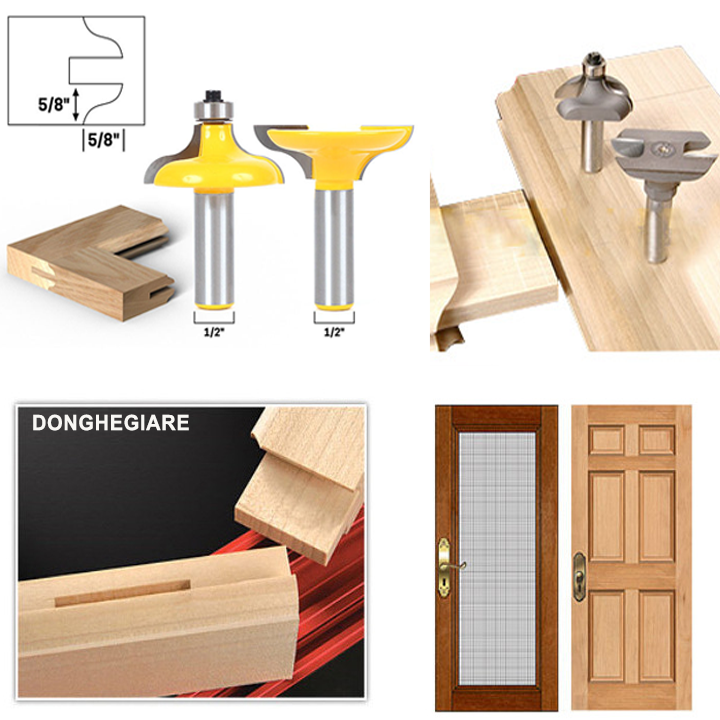 Bộ mũi phay gỗ ghép ván cửa loại to mũi soi gỗ ghép ván đánh mộng huỳnh cửa dày 30-45mm