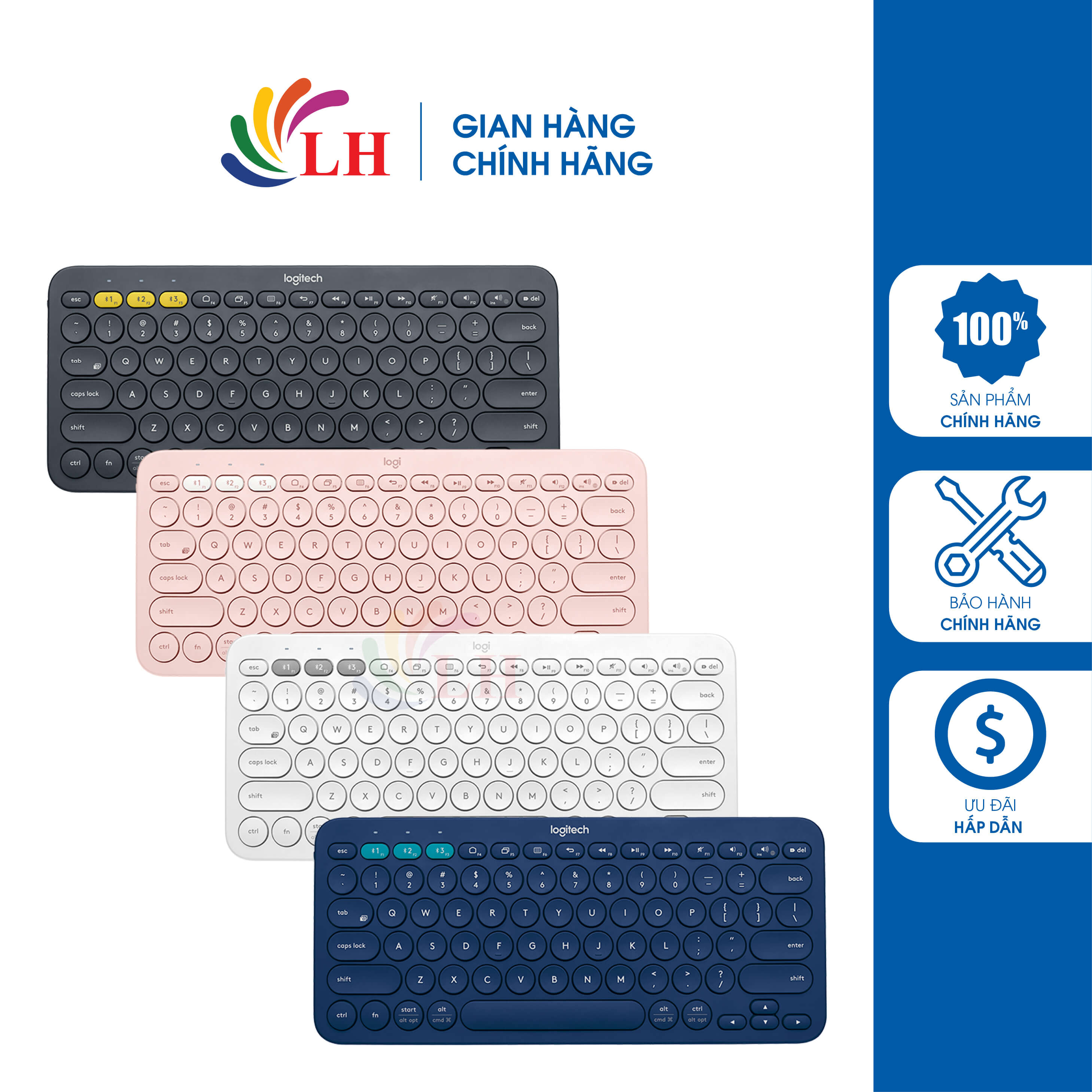 Bàn phím không dây Bluetooth Logitech K380 - Hàng chính hãng - Thiết kế nhỏ gọn Bàn phím êm ái chống ồn Kết nối Bluetooth Tương thích nhiều thiết bị