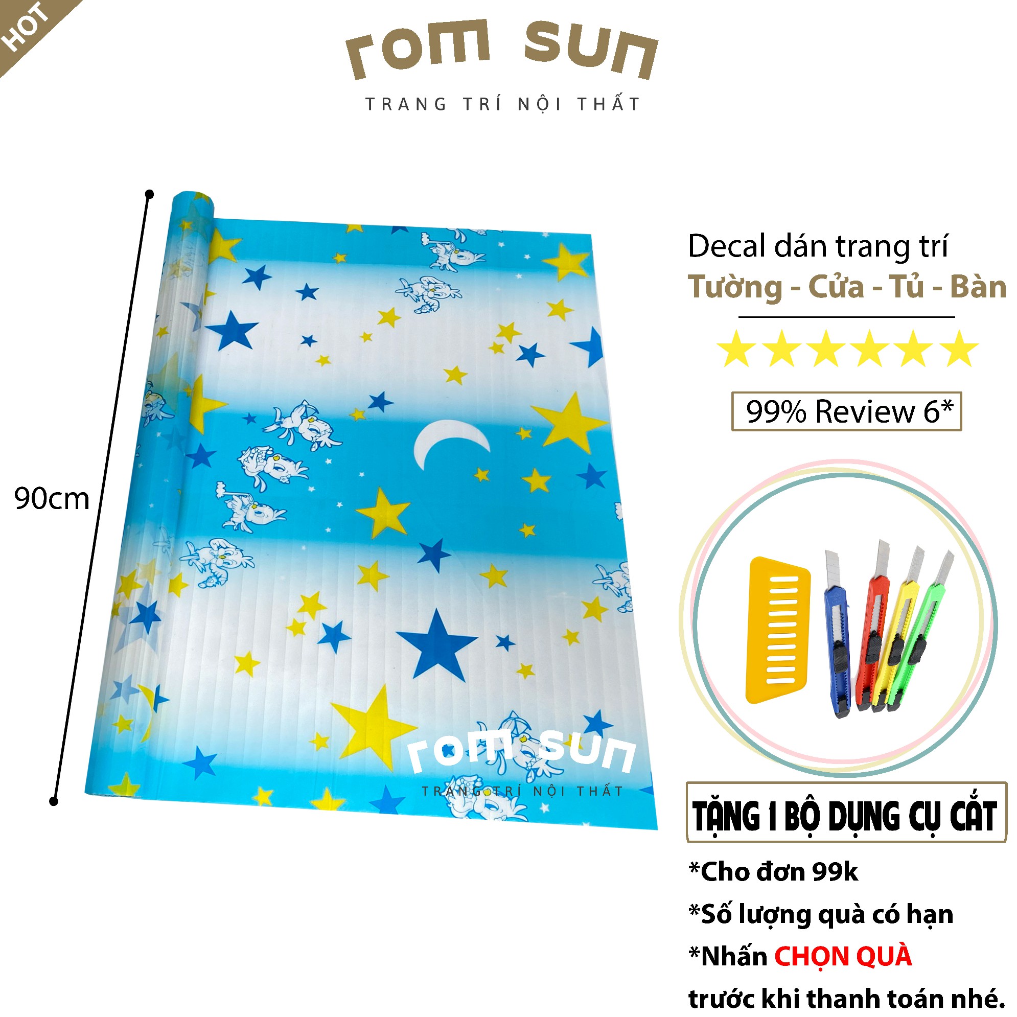 Decal dán kính mờ cho bé che chống nắng,chống nhìn trộm khổ 90cm – Giấy đề can dán kính mờ dán văn phòng, phòng ngủ, phòng tắm, cửa sổ,cửa kính,phòng khách hoạt hình ngôi sao màu vàng E9538