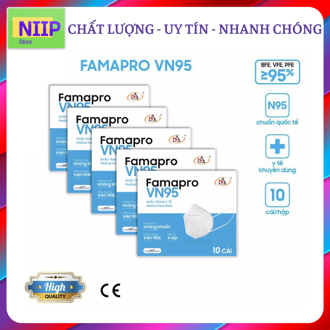 Khẩu trang vn95 thùng 500 cái, famapro