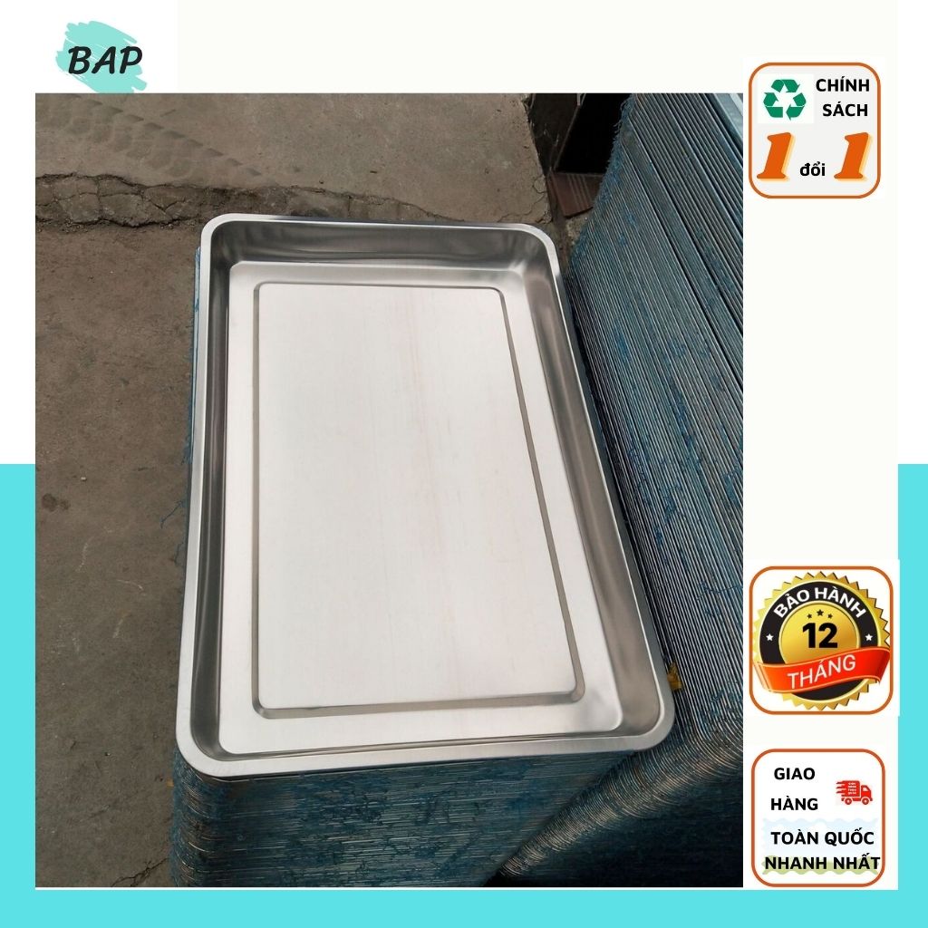 Khay inox chữ nhật nấu cơm công nghiệp cho lò hơi tủ cơm