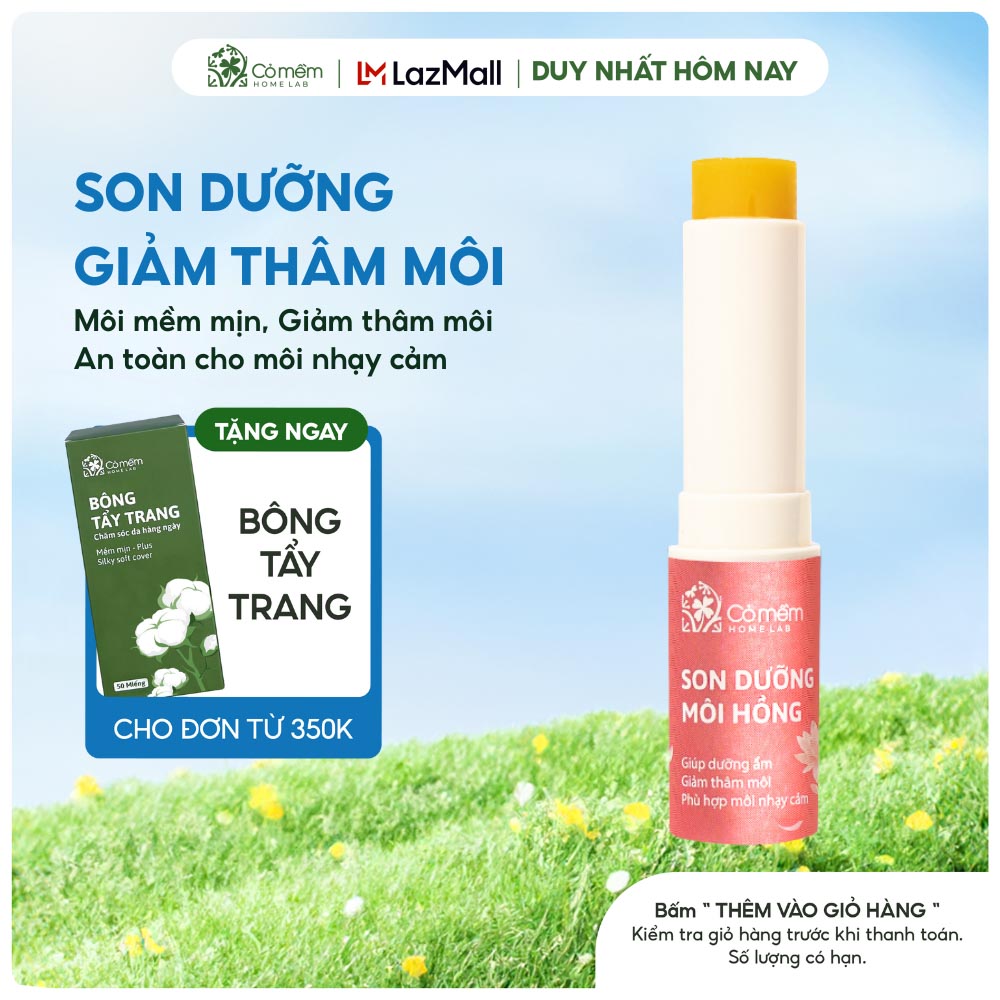 Son Dưỡng Hồng Môi Giảm Thâm Môi Siêu Dưỡng Vitamin E Cỏ Mềm 3,6g