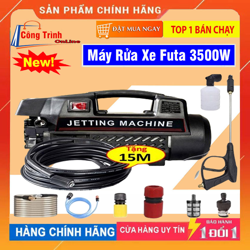 máy bơm xịt rửa xe áp lực cao .Công suất 3500w .Bảo hành 12 tháng