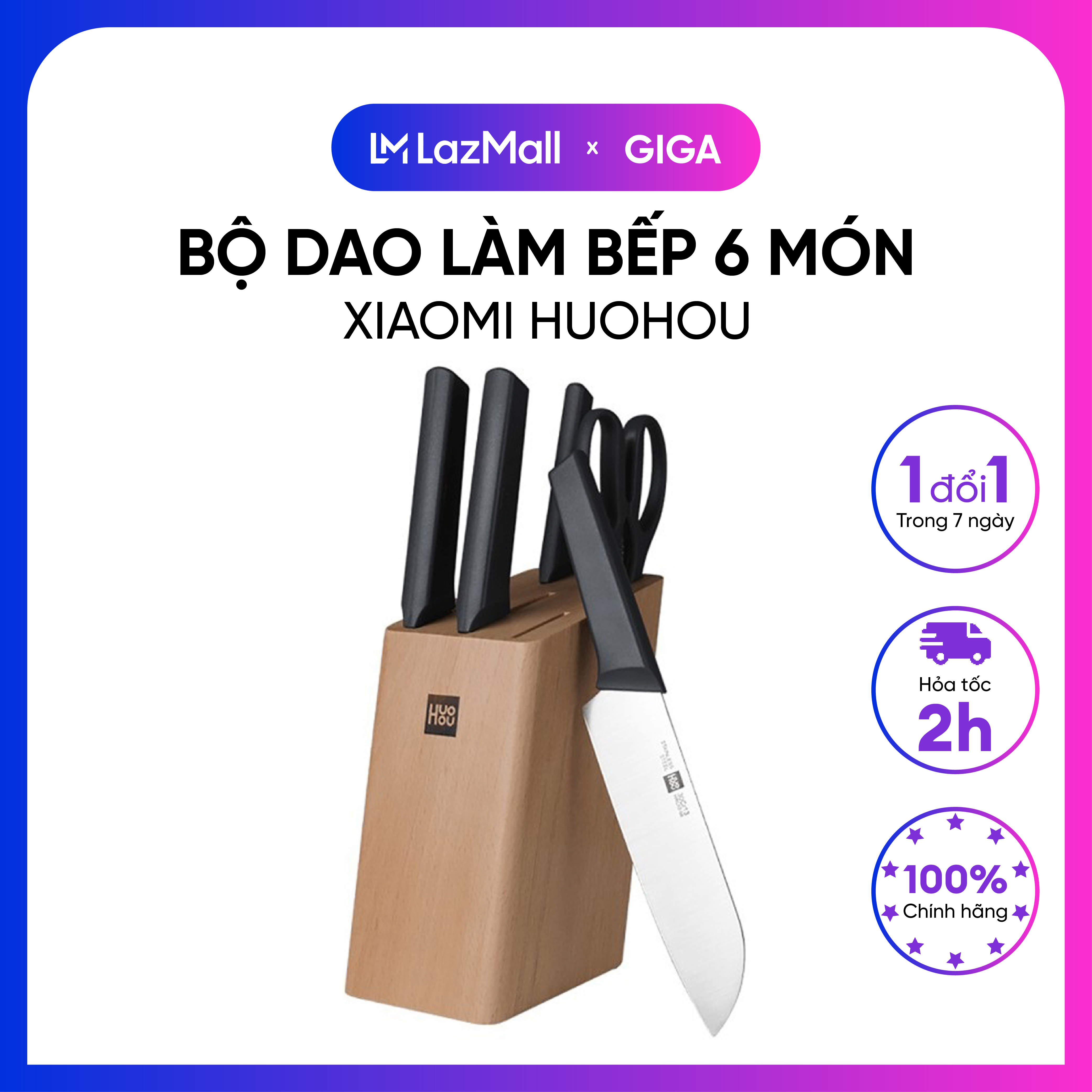 Bộ dao làm bếp 6 món xiaomi huohou
