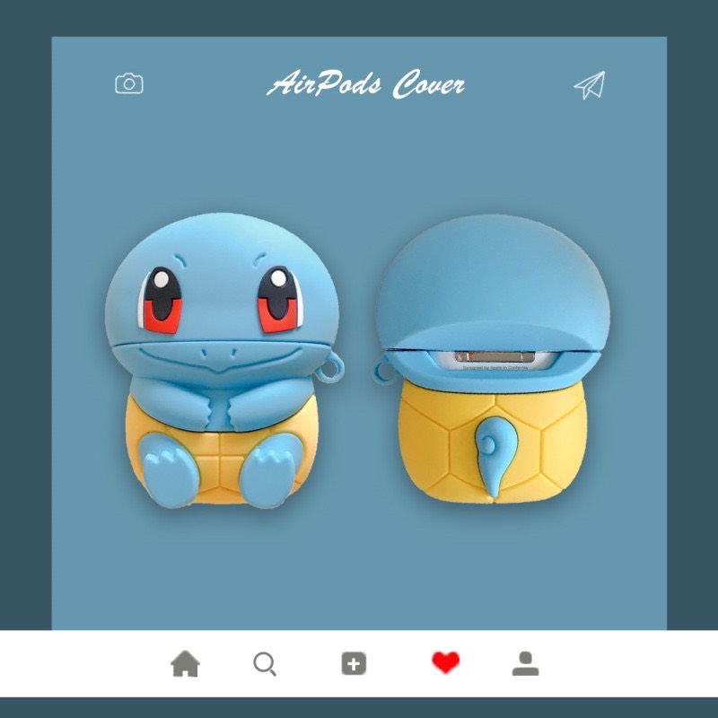 Vỏ silicone airpods 1/2/pro rùa kini pokemon siêu dễ thương - 1098carkn