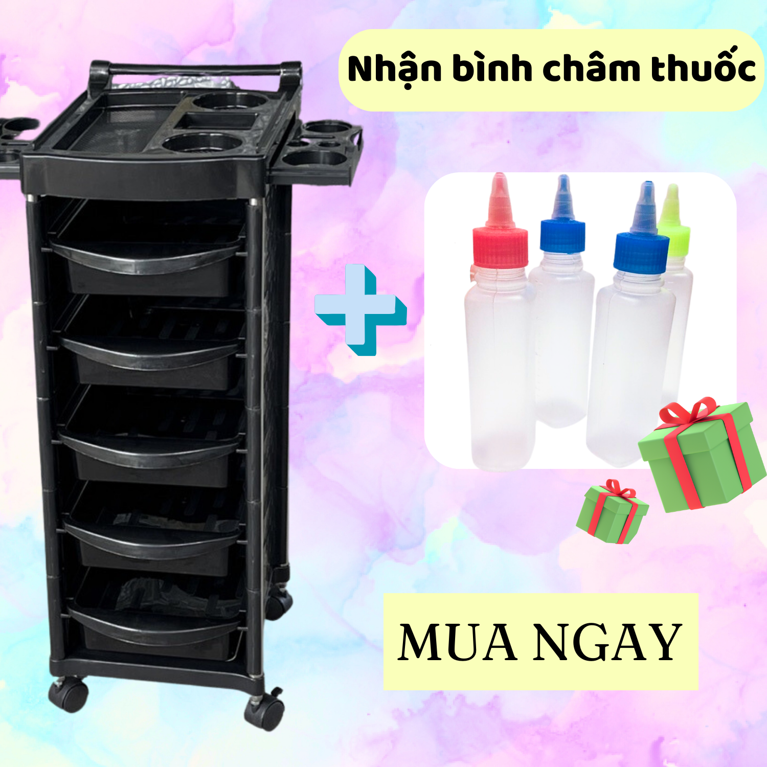Xe đẩy làm tóc 6 tầng chuyên dụng tiện lợi dành cho salon