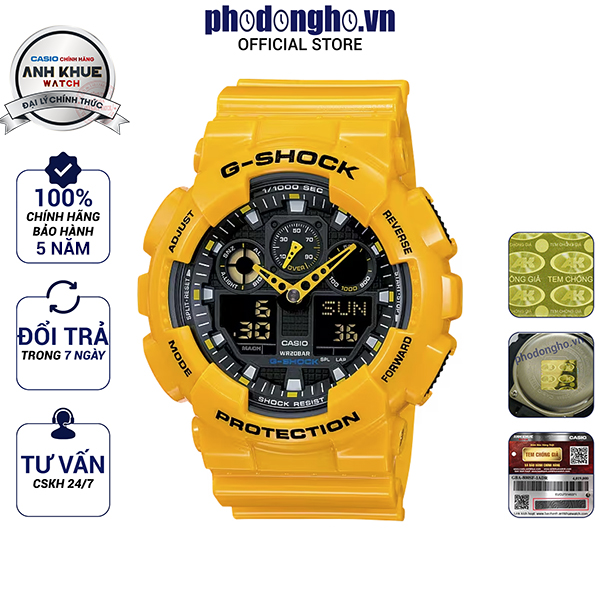 Đồng hồ nam dây nhựa g-shock chính hãng casio anh khuê ga-100a-9adr