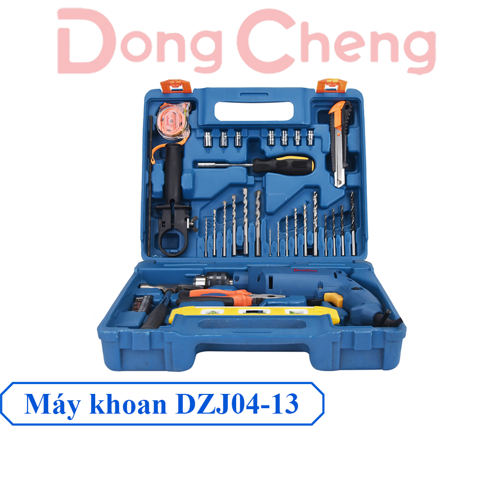 Máy khoan dongcheng dzj04-13 công suất 500w đầu kẹp mũi 13mm có bộ đồ đi kèm – hàng chính hãng