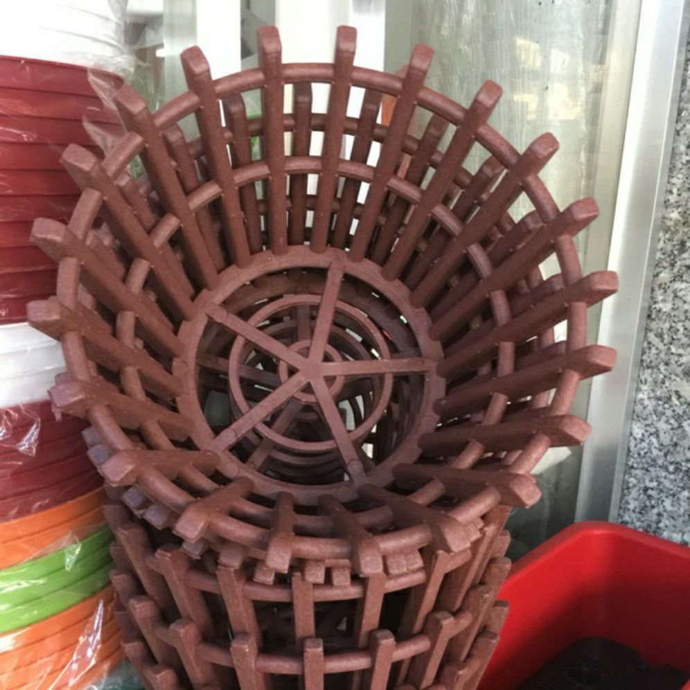 Combo 10 chậu giả gỗ trồng lan phi 20cm.