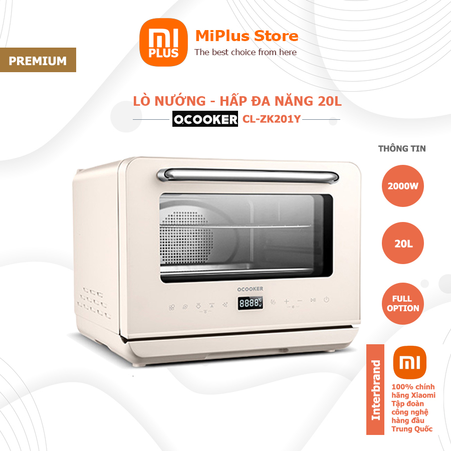 Lò nướng lò hấp hơi nước Xiaomi Qcooker CRZK201Y dung tích 20L với menu 20 chức năngtiệt trùng/hấp/nướng đồ ăn