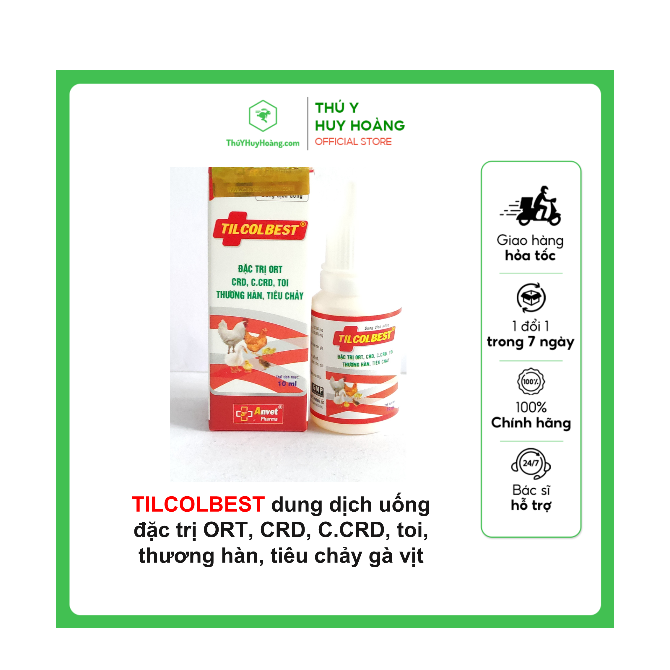 TILCOLBEST 10ml CHUYÊN SƯNG PHÙ ĐẦU ORT CRD HEN KHẸT TOI THƯƠNG HÀN TIÊU CHẢY GIA SÚC GIA CẦM CHIM CẢNH