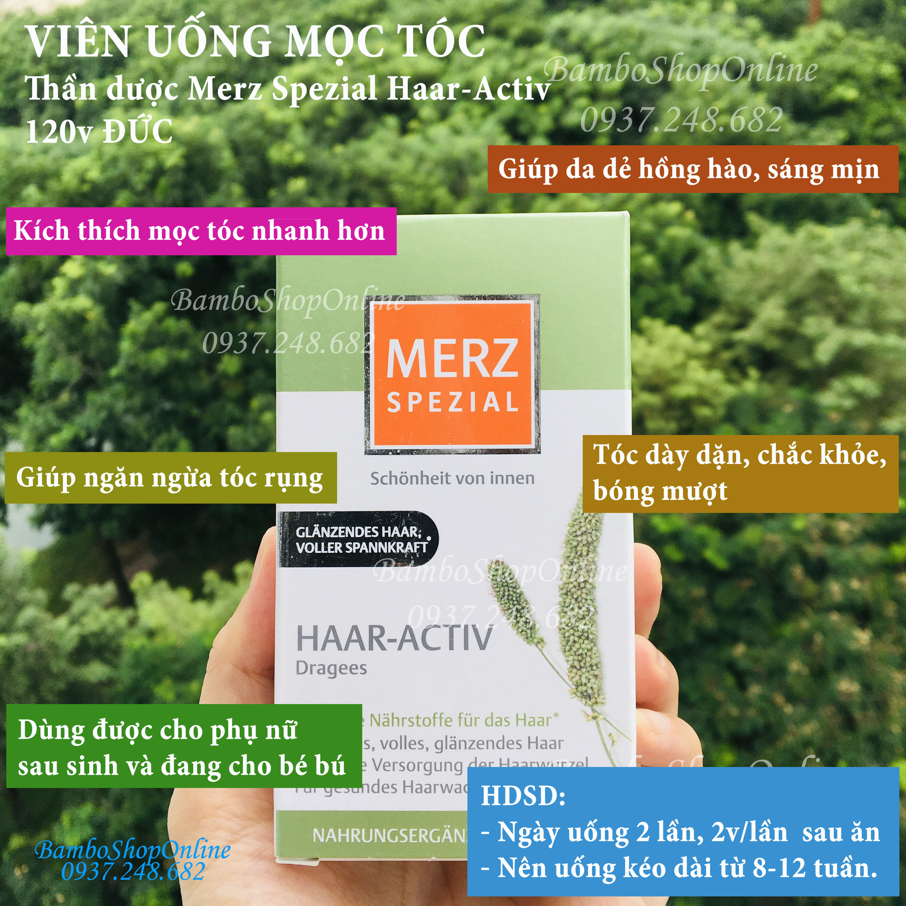 [HCM]Viên uống mọc tóc  Merz Spezial Haar-Activ (Hàng xách tay Đức) - Loại xanh 100% dành cho tóc.