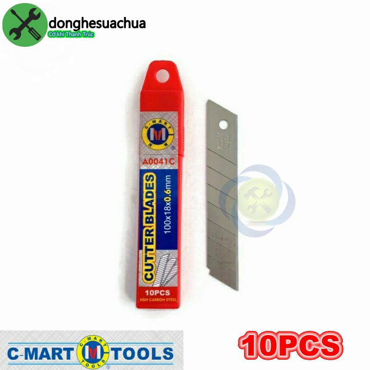 [HCM]Lưỡi dao rọc giấy C-Mart A0041C 7 rãnh 10 lưỡi/hộp 100 X 18 X 0.5mm