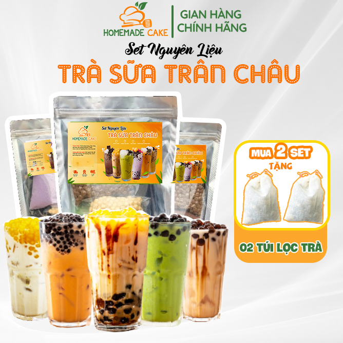 Set trà sữa tự pha - nấu 15ly - nguyên liệu trà sữa phúc long, thái xanh,trân châu đường đen, hồng trà sữa