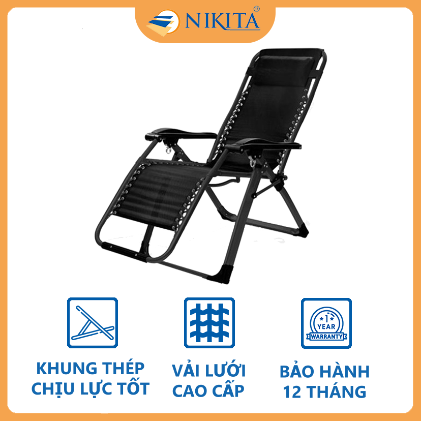 Giường gấp thư giãn Nikita NKT-139 - Phù hợp văn phòng - Khung thép cứng cáp - Tải trọng lớn
