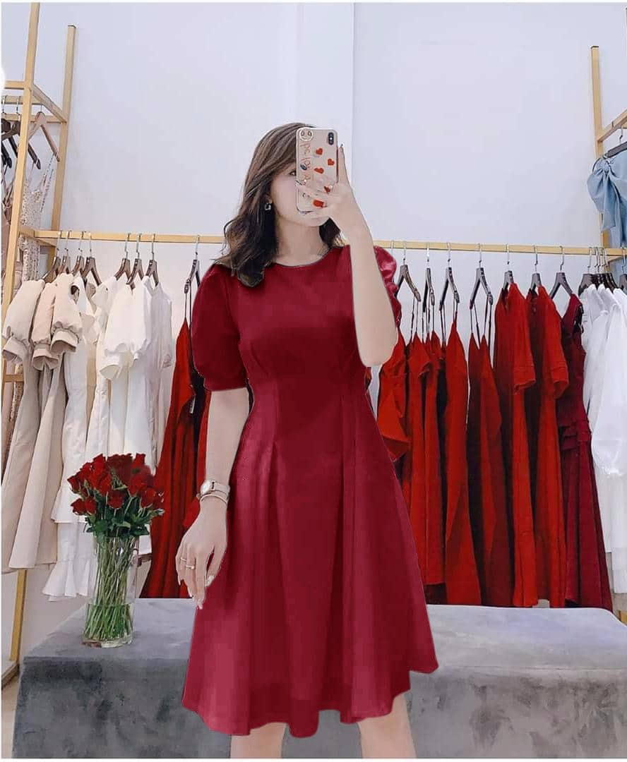 ĐẦM  TAY PHỒNG HALA BIG SIZE - MÀU ĐỎ