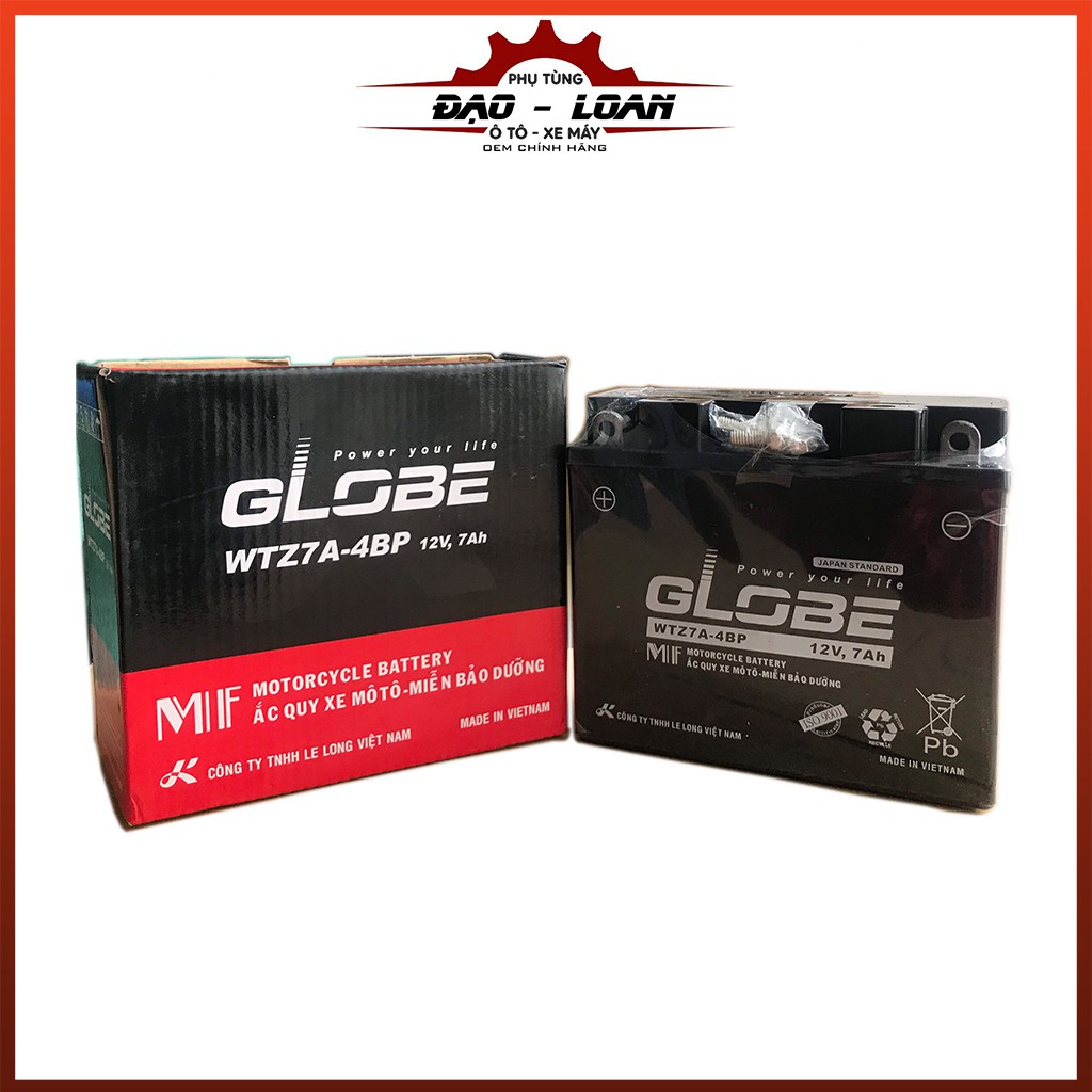 Ắc quy xe máy globe wtz7a-4bp 12v-7ah bình ắc quy khô xe máy nouvo đời cũ